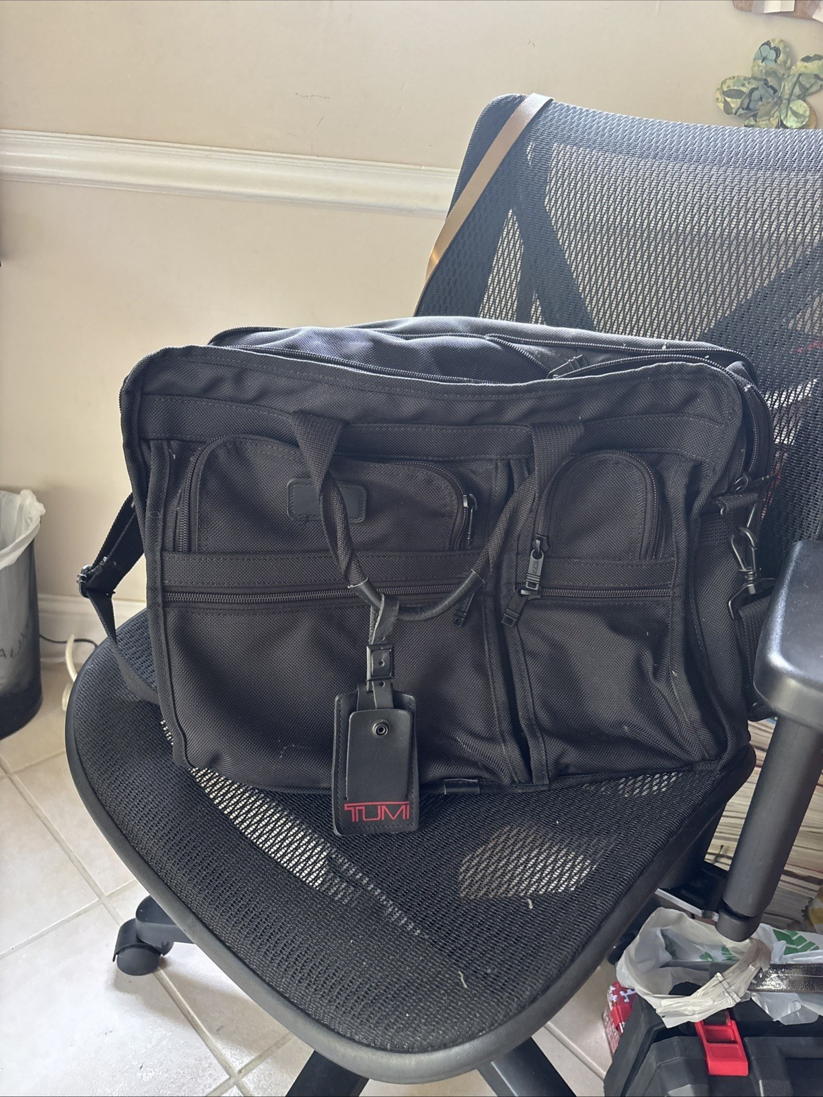 TUMI ‘Alpha’ Black Nylon Expandable Laptop Briefcase – 26141DH