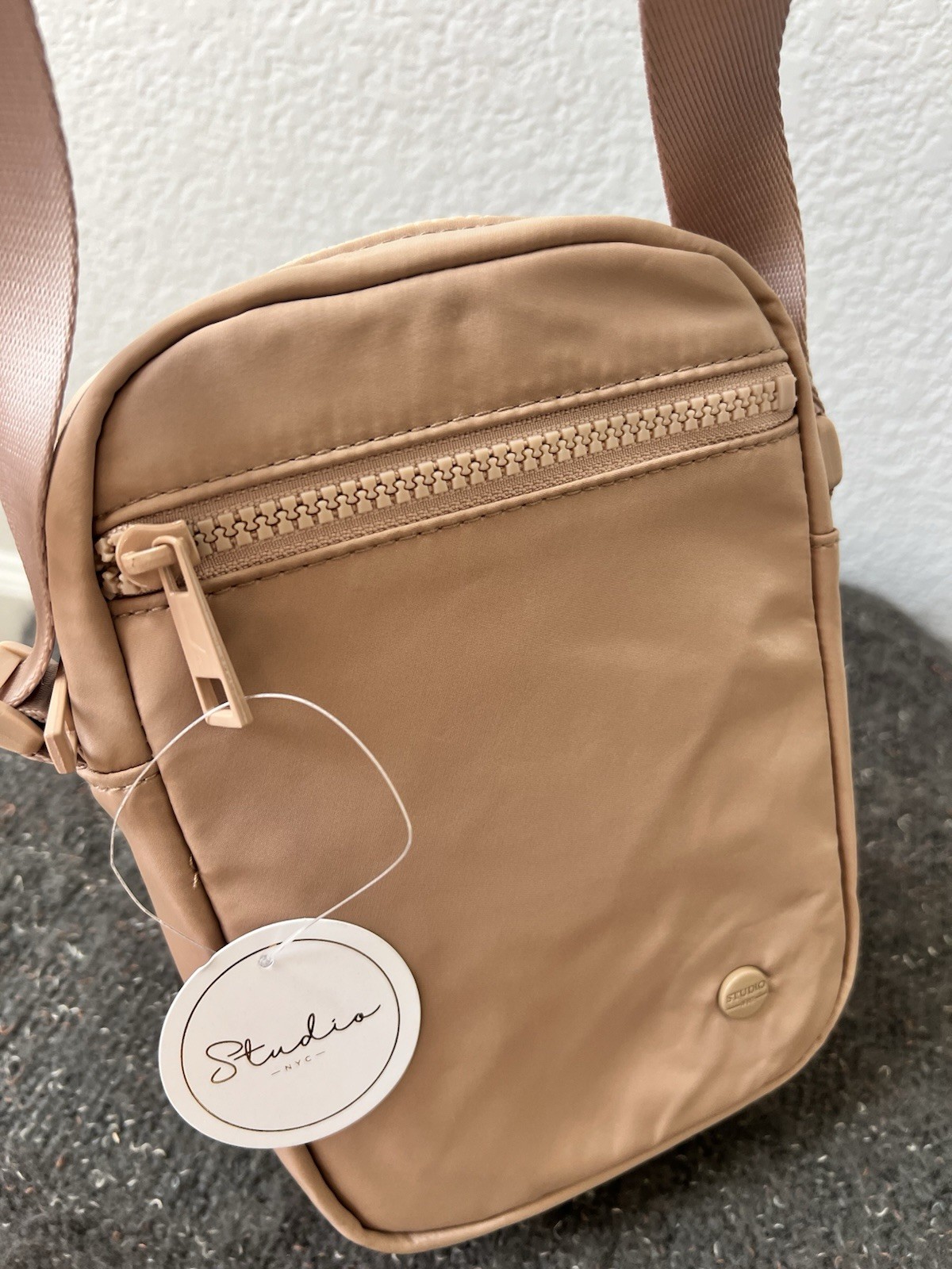 Studio NYC Beige Small Crossbody Bag Unisex Neutral Capsule Minimalist Timeless