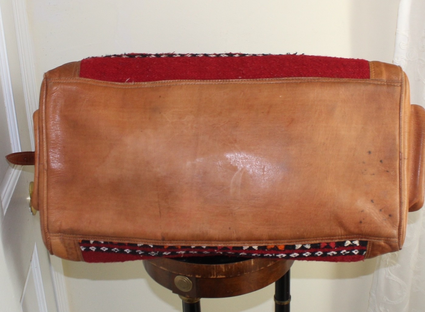Estate COOL Handmade Moroccan leather Kilim Textile Travel duffel bag