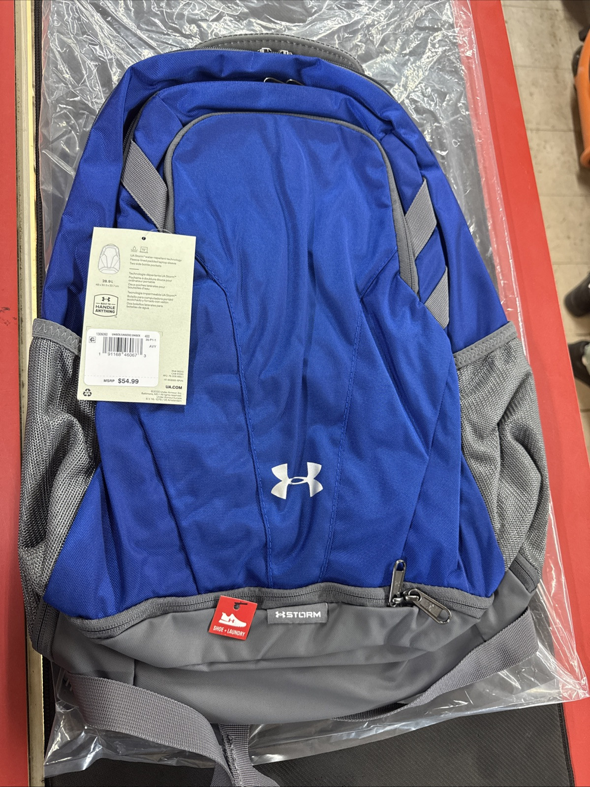 Under Armour Team Hustle Storm Backpack Royal Blue/Grey Water Repellant NWT Bag