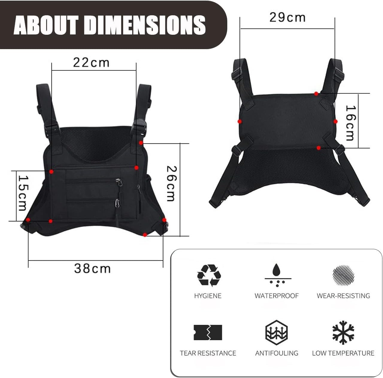 Sports Chest Bag for Men, Water Resistant Chest Pack, Running Pack with Cell Pho