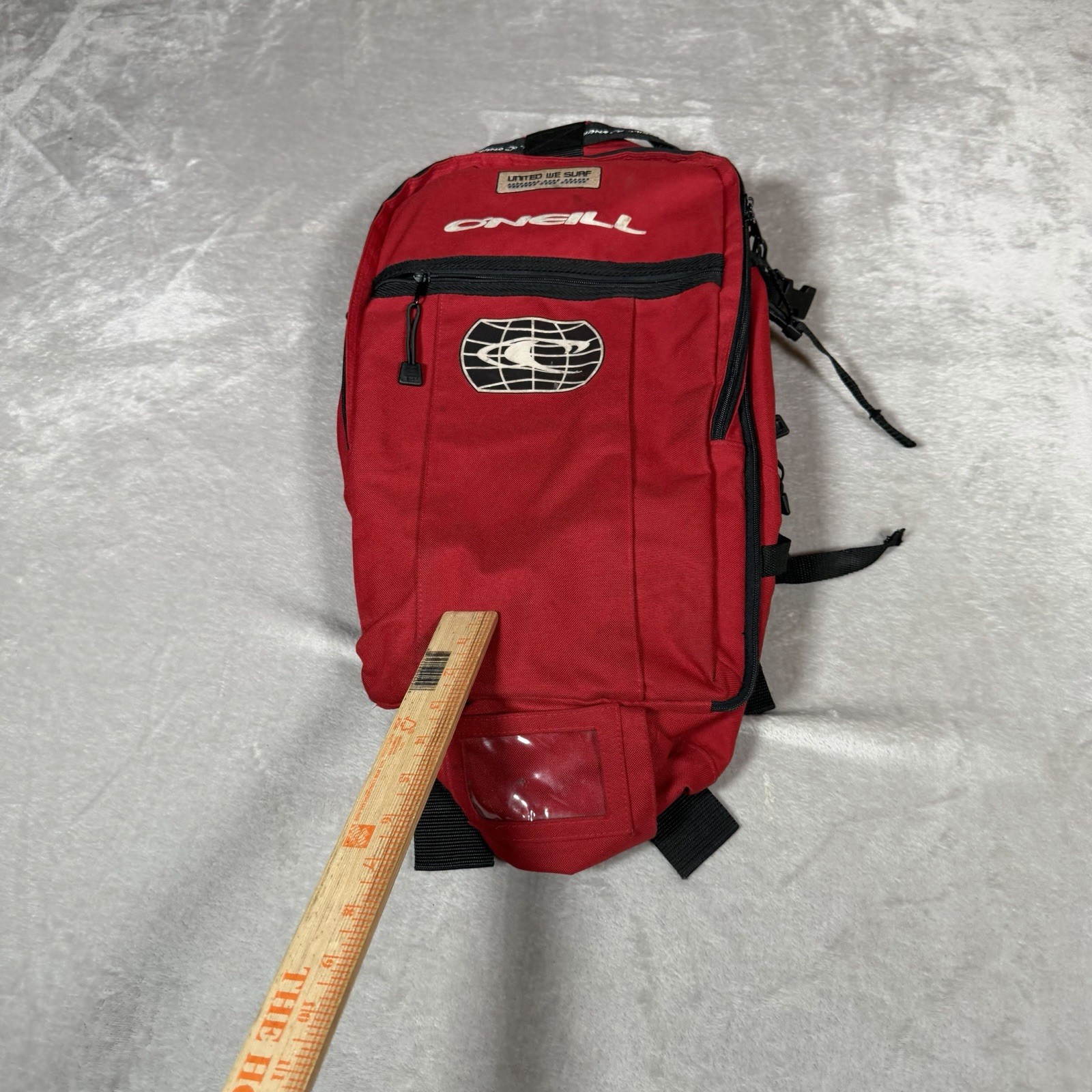 Vintage O’Neill Backpack Red Grunge Beach Surf Skateboard 90s Zip Up
