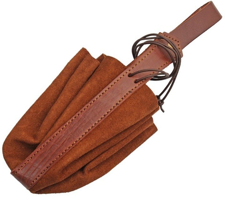 Medieval Drawstring Bag Brown With Cord Closure Versatile Suede Construction