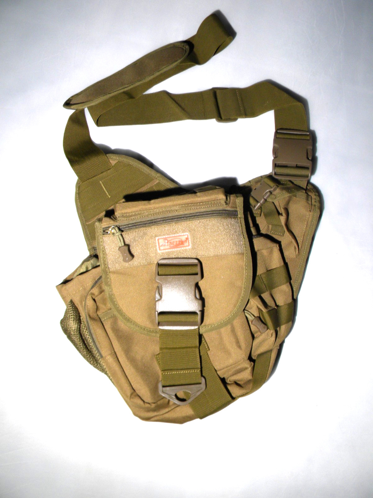 Piscifun Mens Multi Functional Outdoor and Fishing Crossbody Bag Khaki