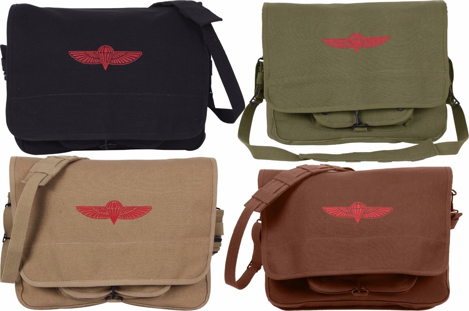 Canvas Israeli Military Paratrooper Emblem Shoulder Messenger Bag