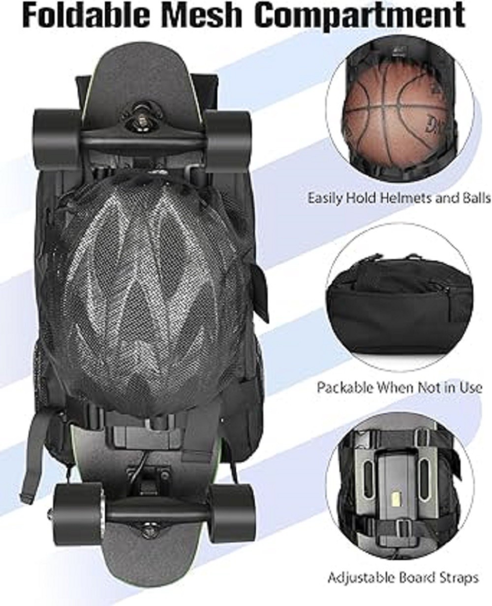 Skateboard Backpack, 15.6 Inch Laptop Backpack for Men Women, Sports Backpack wi