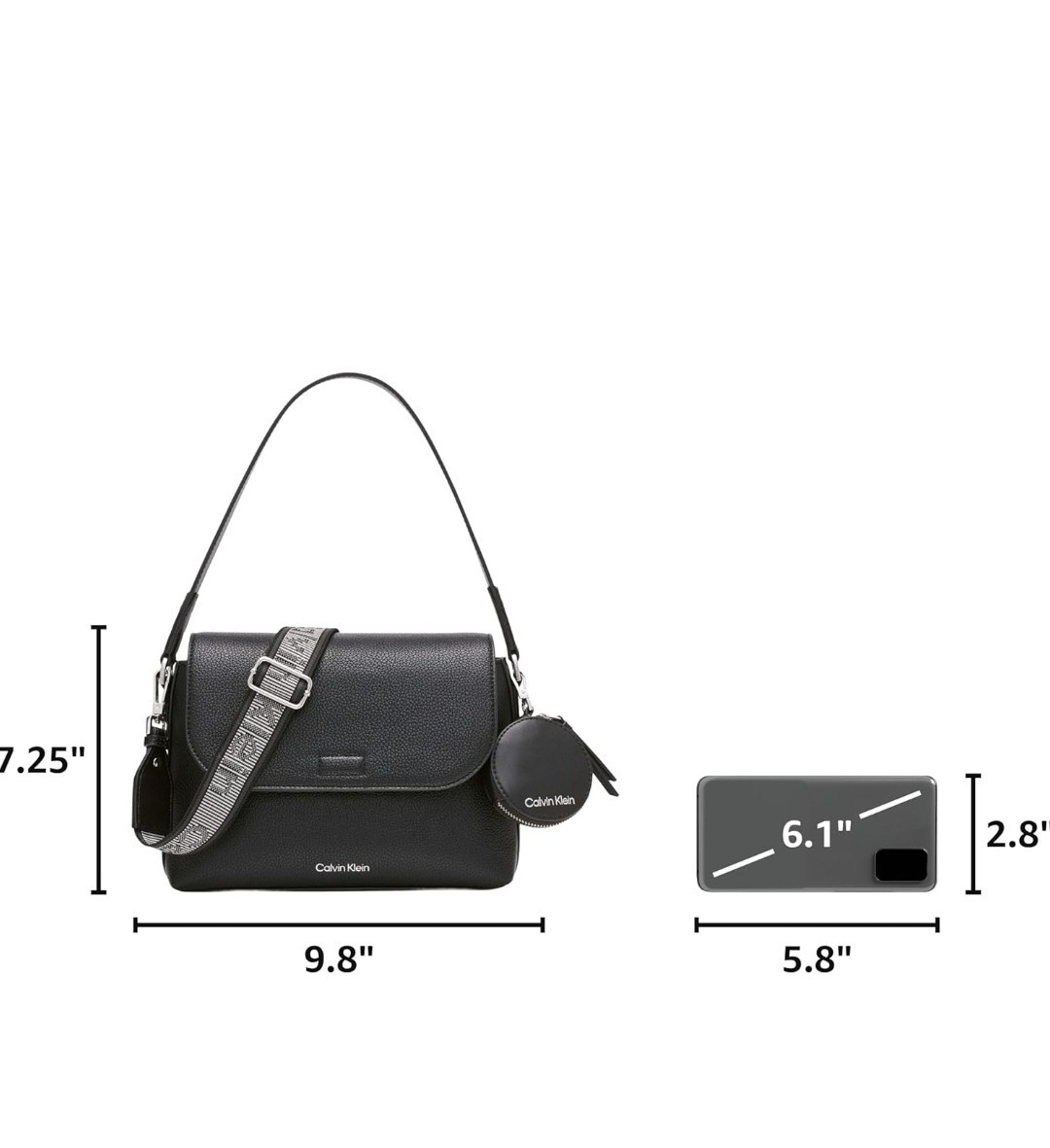 Calvin Klein Millie 2 in 1 Triple Compartment Mini One Size, Black/Silver