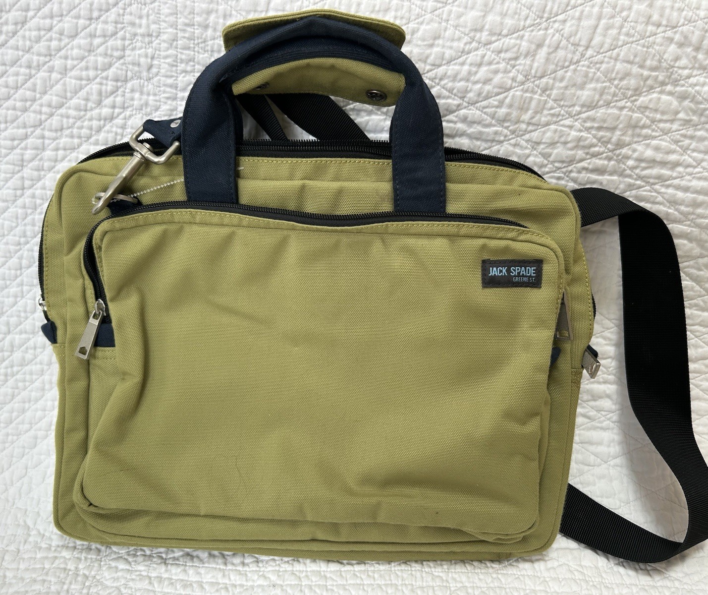 Jack Spade Canvas Messenger Bag Crossbody Computer Bag Grass Green Exc!