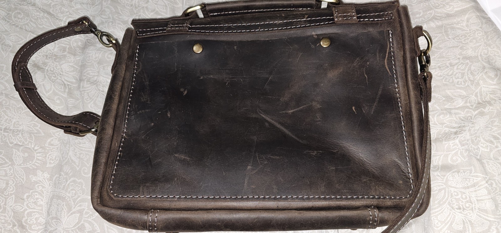 Men’s Brown Messenger Bag Buckle Flap Crossbody Strap doctor bag