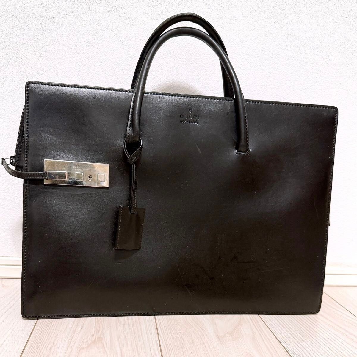GUCCI Briefcase Business Bag Black Leather Authentic From Japan