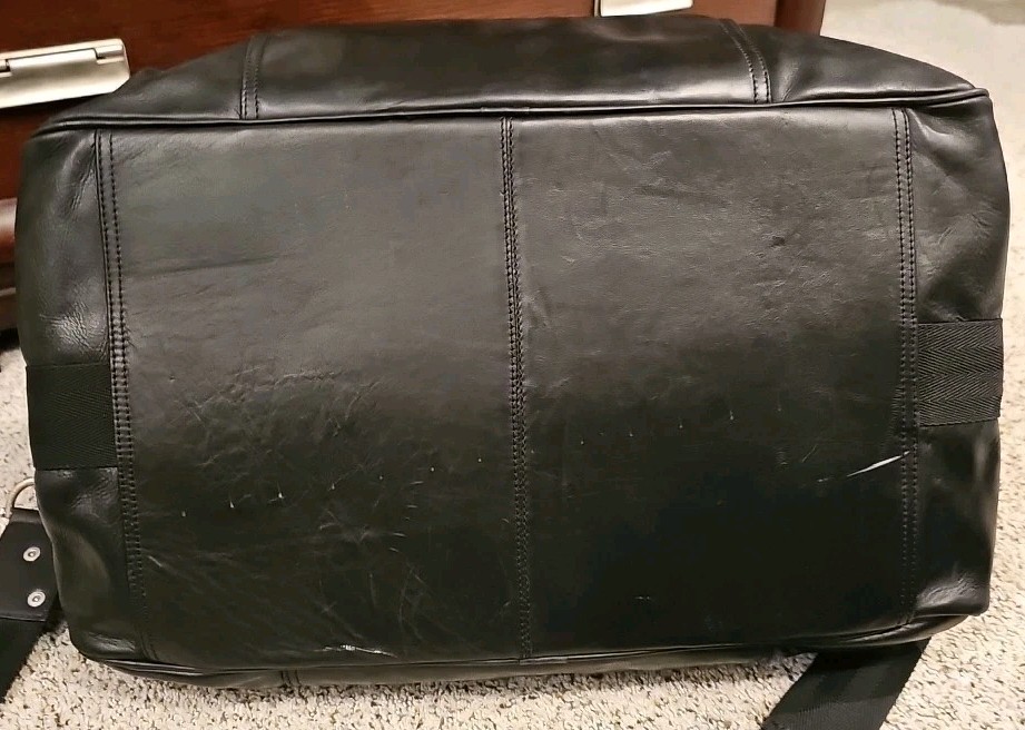 Armani Exchange Duffle Bag 18″x11″x11.5″ Black Leather Satchel Travel Vacation