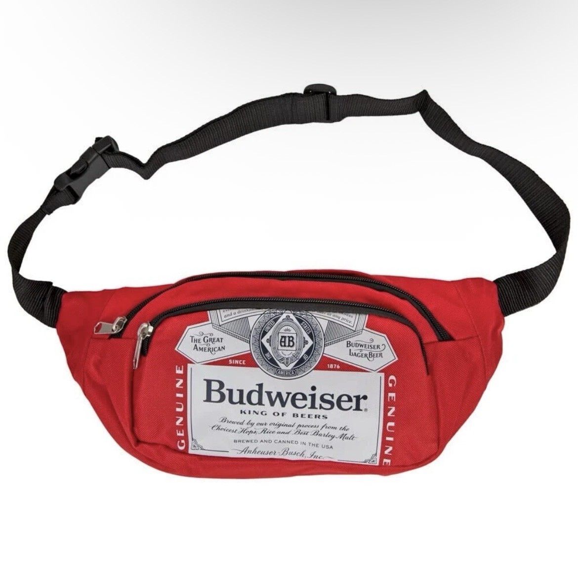 Budweiser NWT Fanny Pack Insulated Cooler Belt Bag Red Black NEW