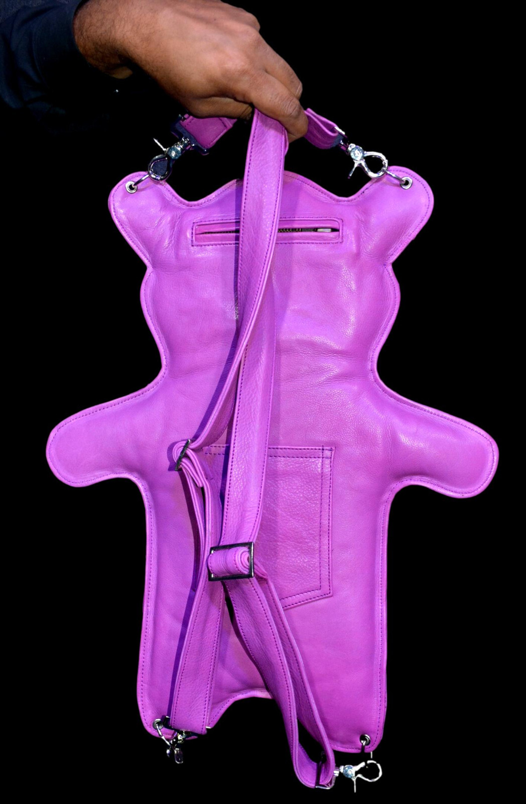 Teddy Bear Doll Backpack Shoulder Pure Leather with leather pockets and straps