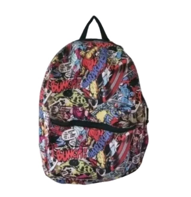 Marvel Backpack Comics Spiderman Hulk Ironman Heroes Comic Strip 18″ Bag