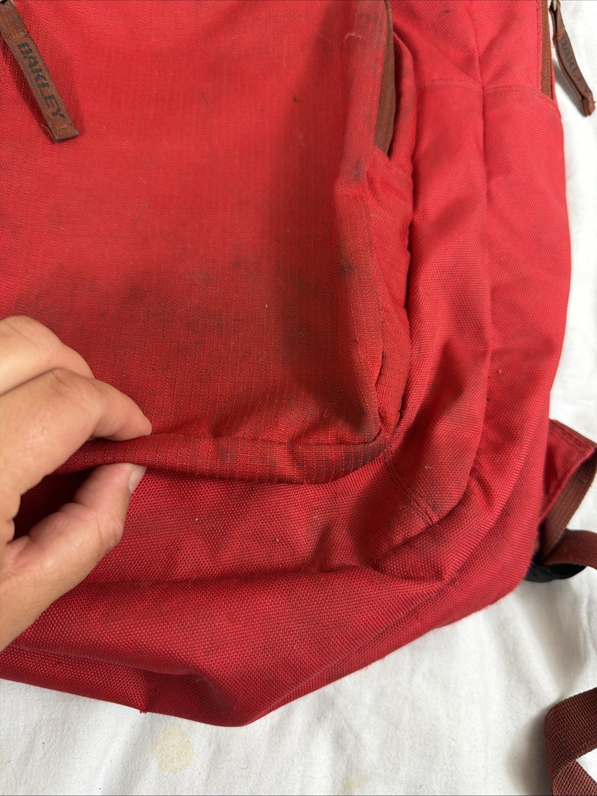 Oakley Works Backpack Ripstop Utility Pockets Software Red Thrash Stained