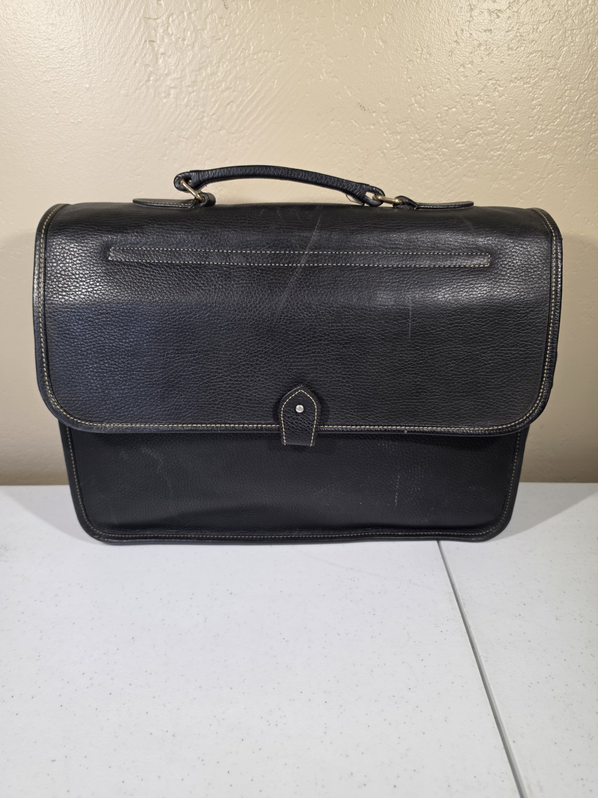 Mulberry VTG 90’s. Scotchgrain Leather, Heritage Briefcase/Messenger Bag. Tartan