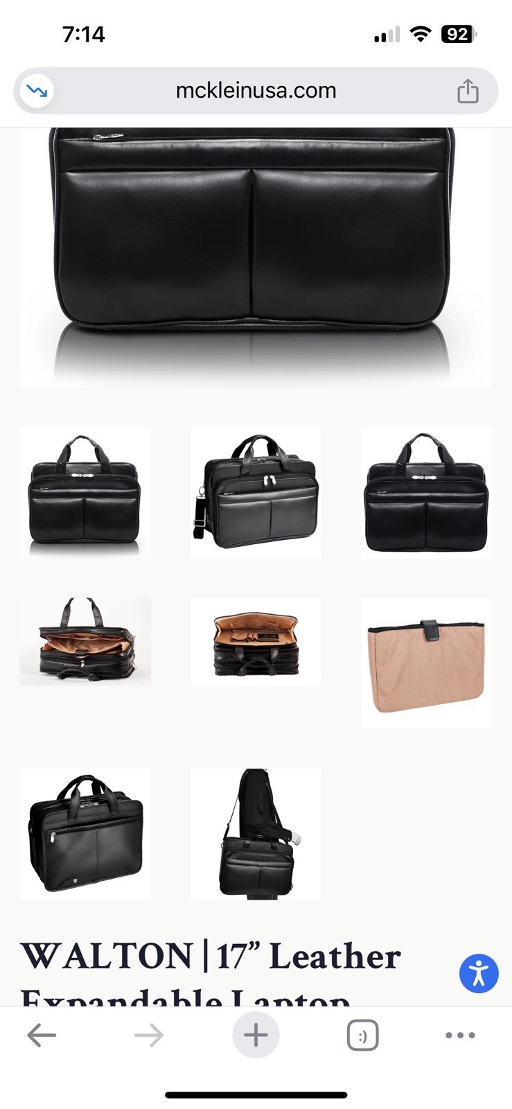 McKlein 17″ Leather Expandable Laptop Briefcase