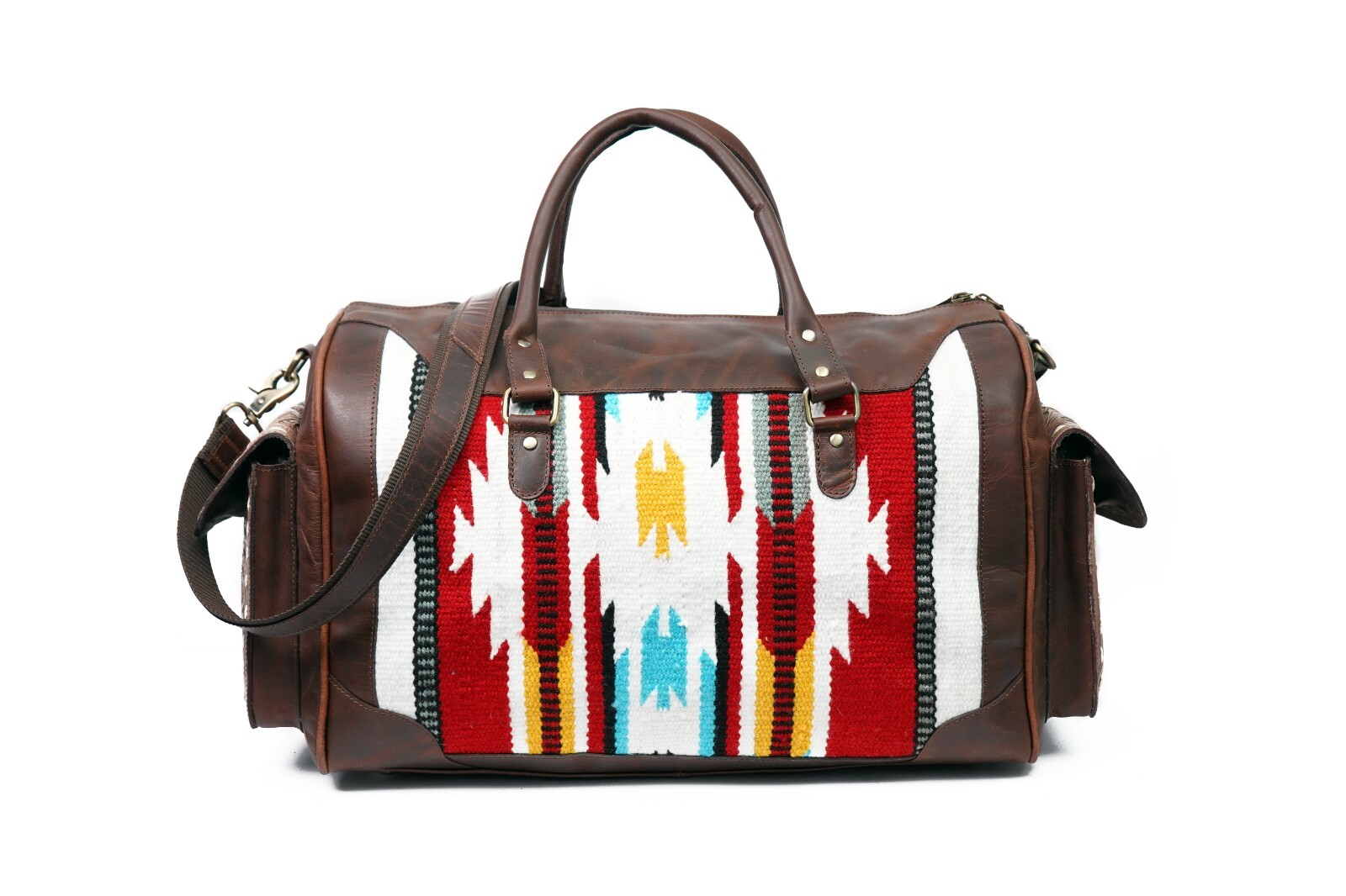 HANDWOVEN Leather Duffel Bag Western Style Handmade Heavy Duty Unisex Travel Bag
