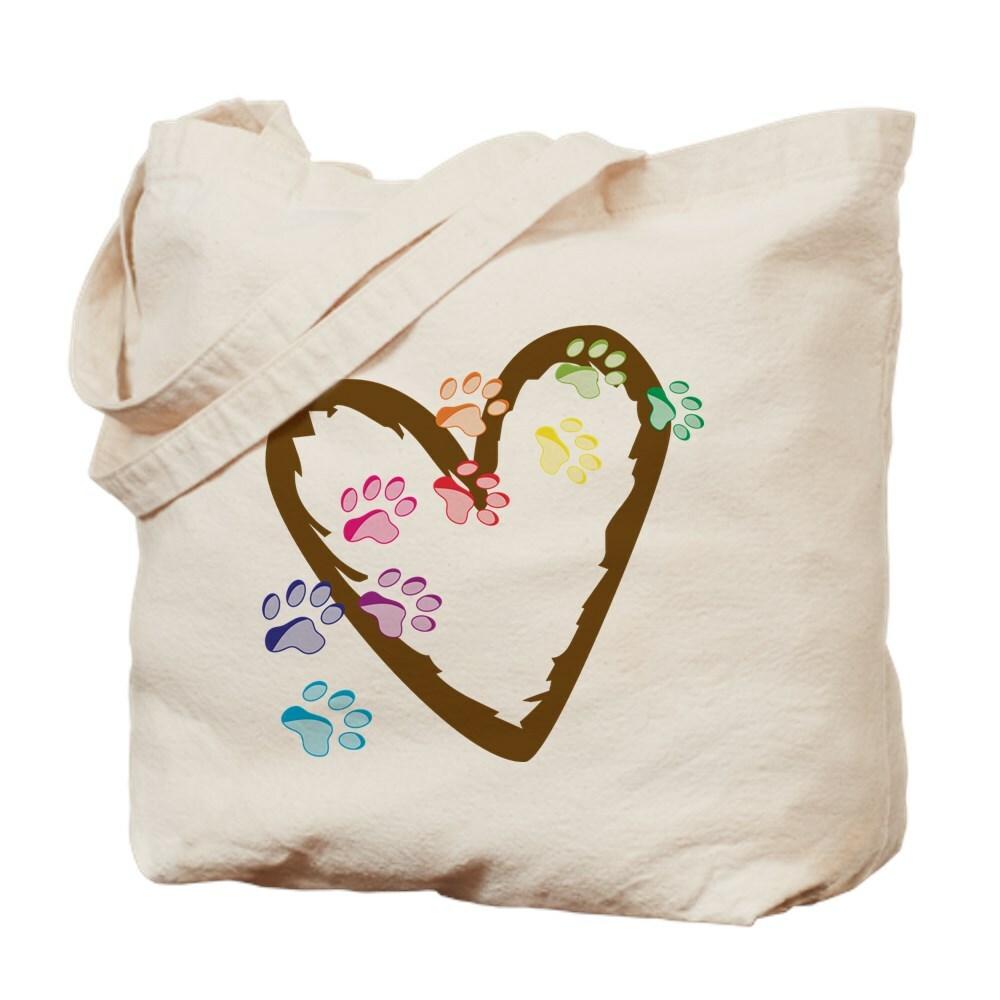 CafePress Paw Heart Natural Canvas Tote Bag, Cloth Shopping Bag (726768736)