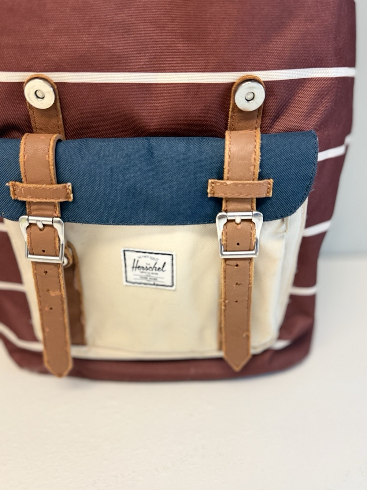 Herschel Supply Co. Little America Backpack Maroon Striped Colorblock 19″ Large
