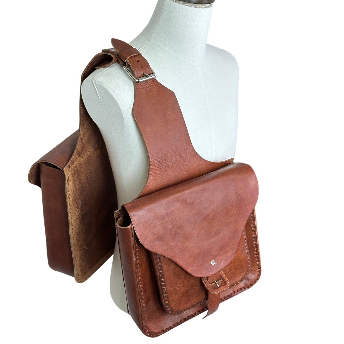 Fargo Chuupul Handmade Full Grain Leather Double Saddlebag Shoulder Field Bag