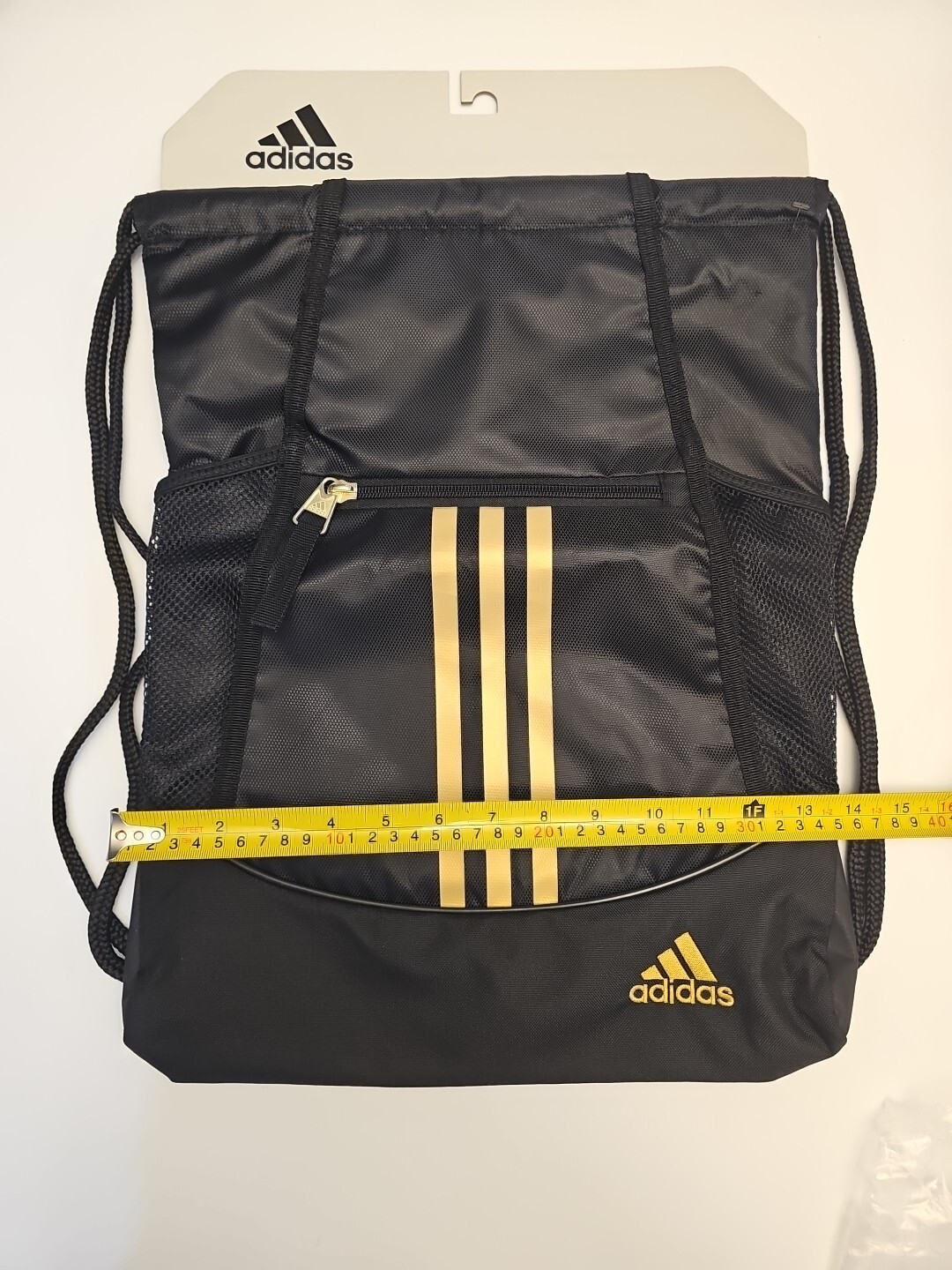 ADIDAS ALLIANCE II SACKPACK DRAWSTRING BACKPACK OUTDOOR GYM BLACK/GOLD METALLIC