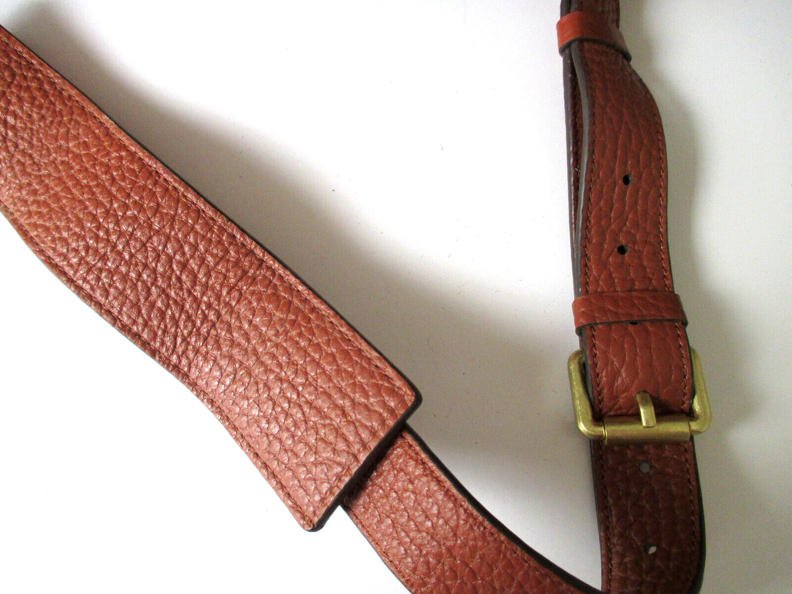 Cole Haan Duffle Bag Brown Pebbled Leather Removable Strap Zipper Close