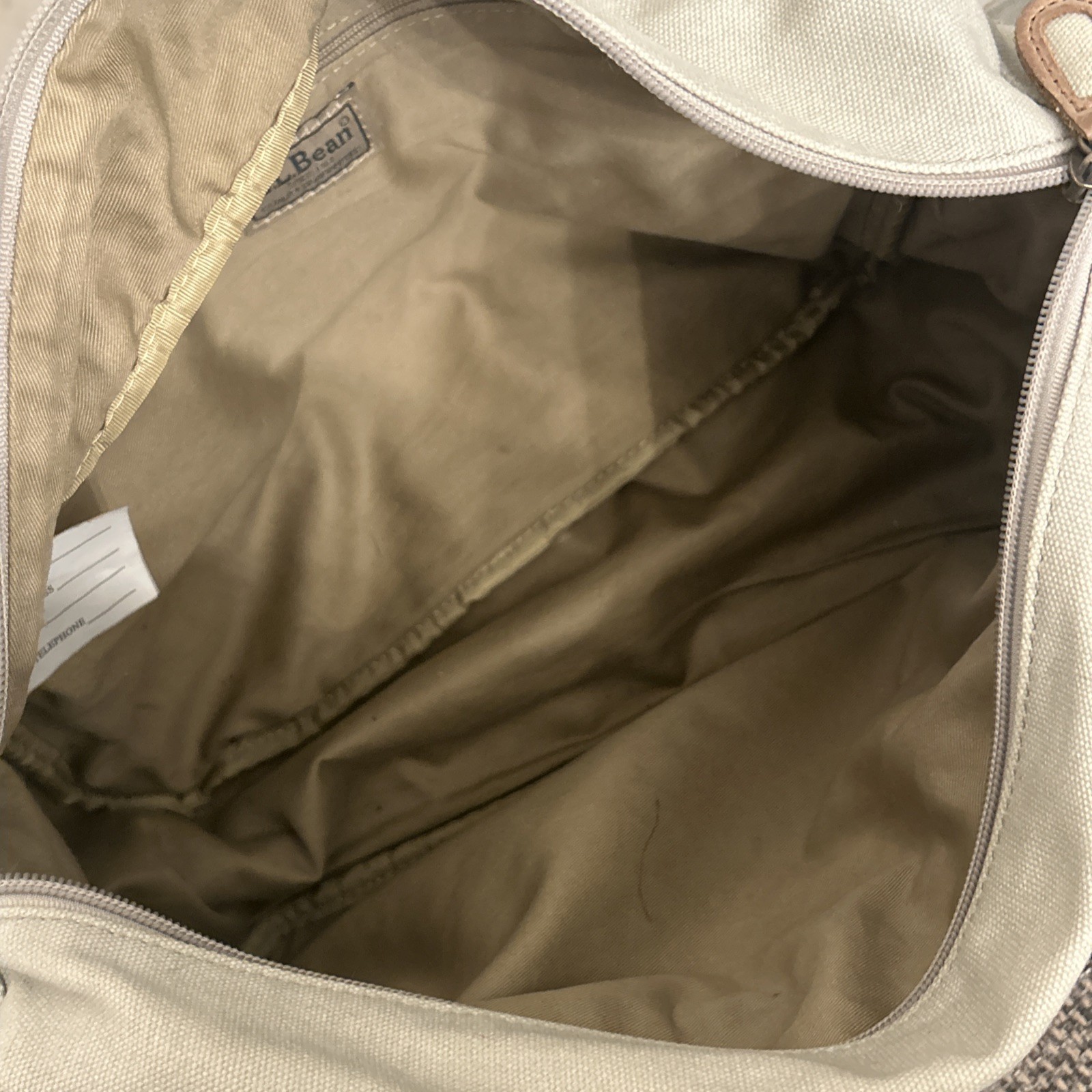 100% Cotton LL Bean Canvas Leather Cross Body Utilitarian Messenger Tote Bag