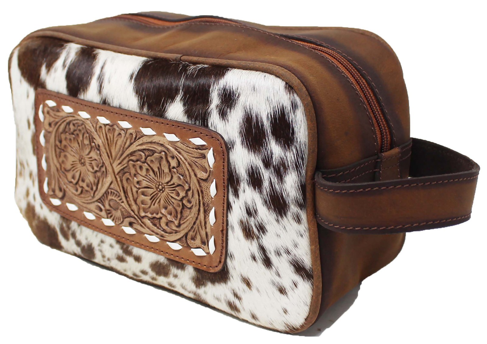 Men’s Women Western Genuine Leather Toiletry Dopp Kit Shaving Cosmetic Travel