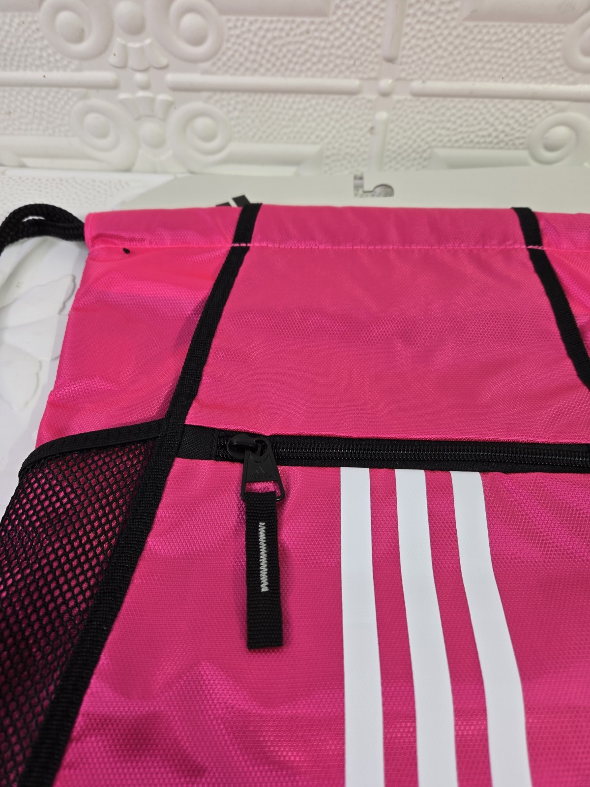 Adidas Alliance II Sports Sackpack Drawstring Bag Zipper Pockets Team Shock Pink