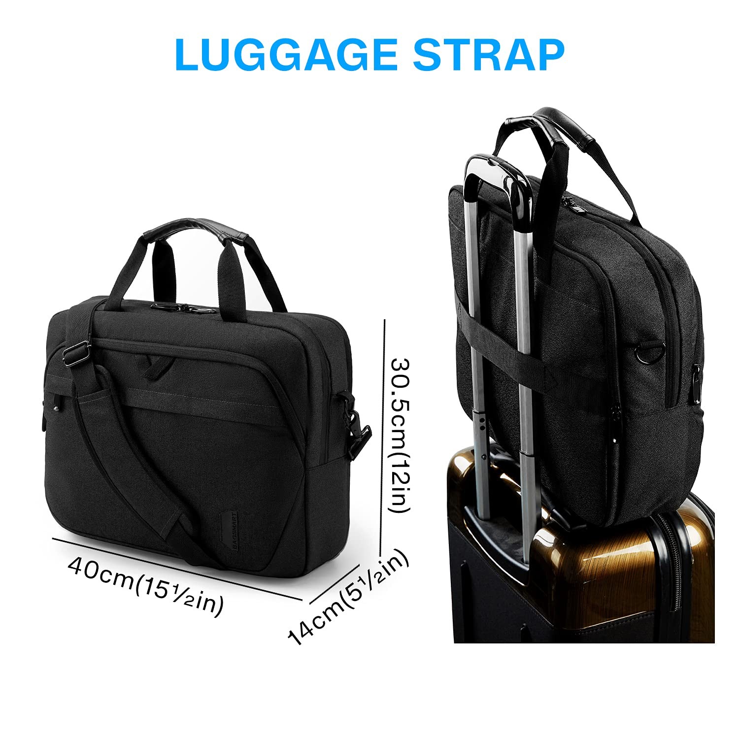 BAGSMART Laptop Bag, 15.6 Inch 15.7 x 5.5 x 12 inches, Black-15.6