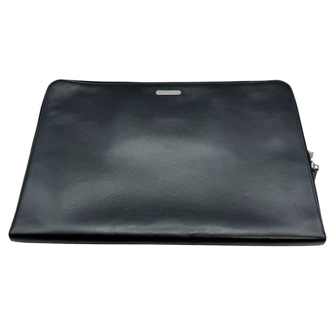 Saint Laurent Black Leather Document Case Clutch Bag Men’s Size 39cm