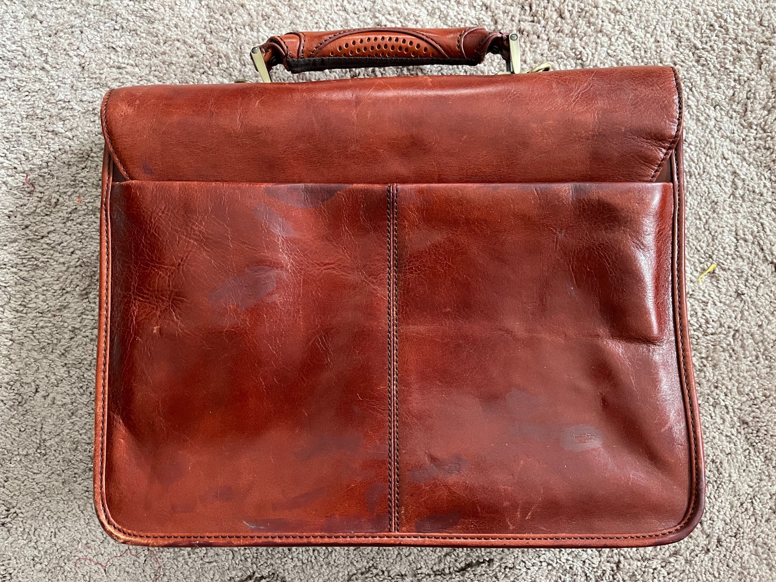 Mancini Cognac Leather Briefcase/Laptop Bag