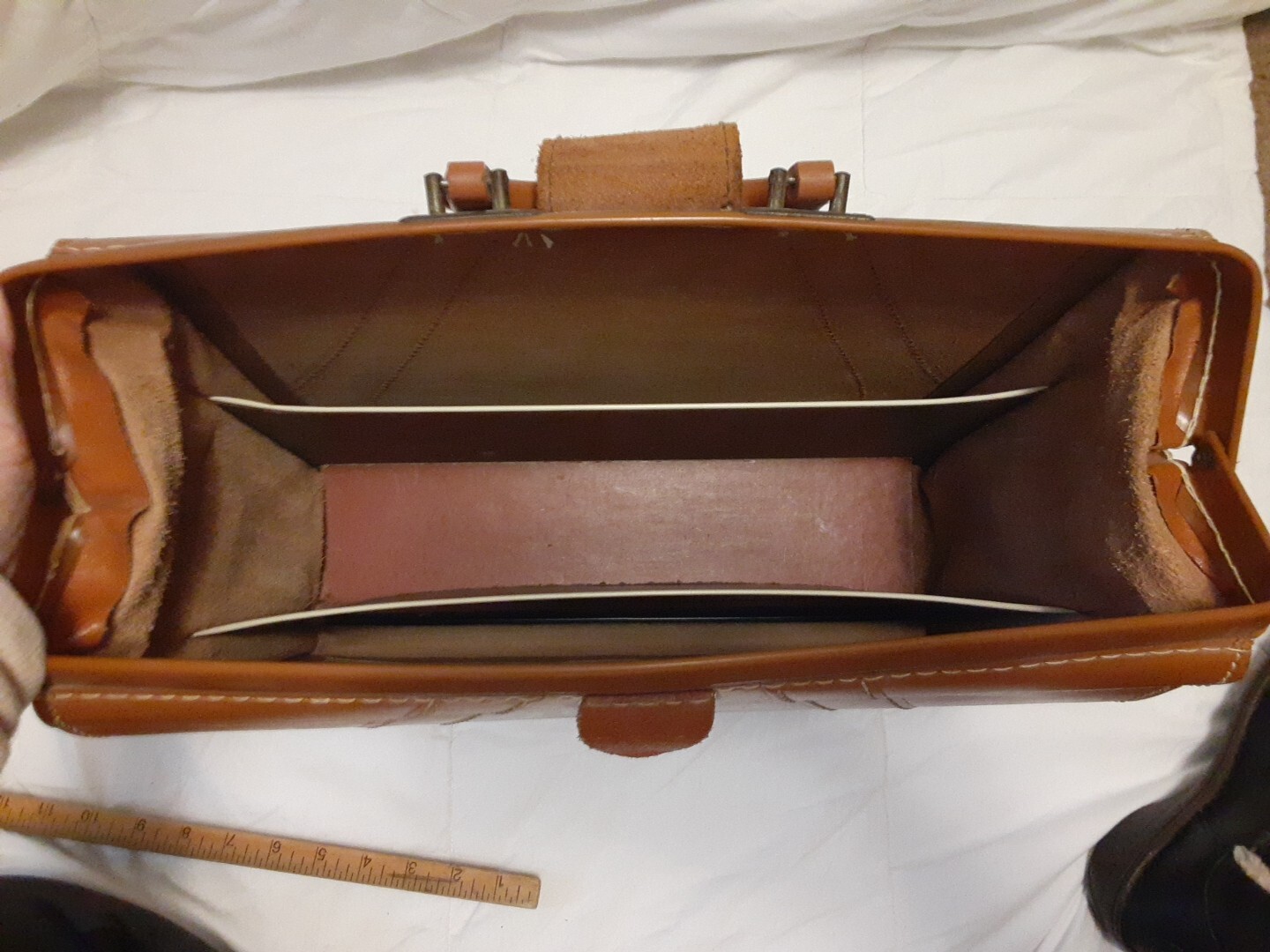 Vintage businessman Briefcase Split Cowhide Leather Doctor’s Bag no key 16x6x12″