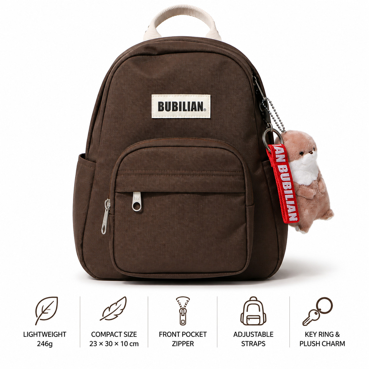 BUBILIAN Lucky Mini Backpack | Chocobrown | Unisex Travel Bag