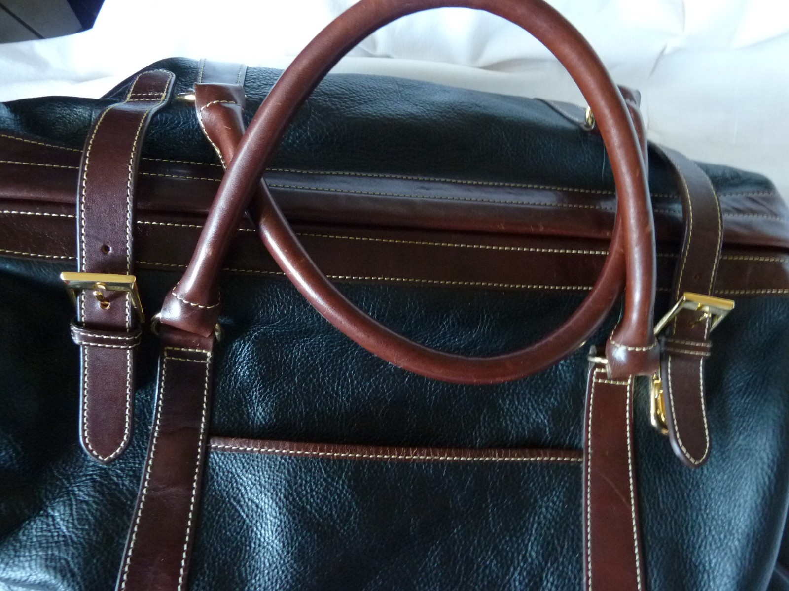 Vintage Mila Paoli Pebble Leather Doctor’s Bag Weekender Overnight Large Duffle