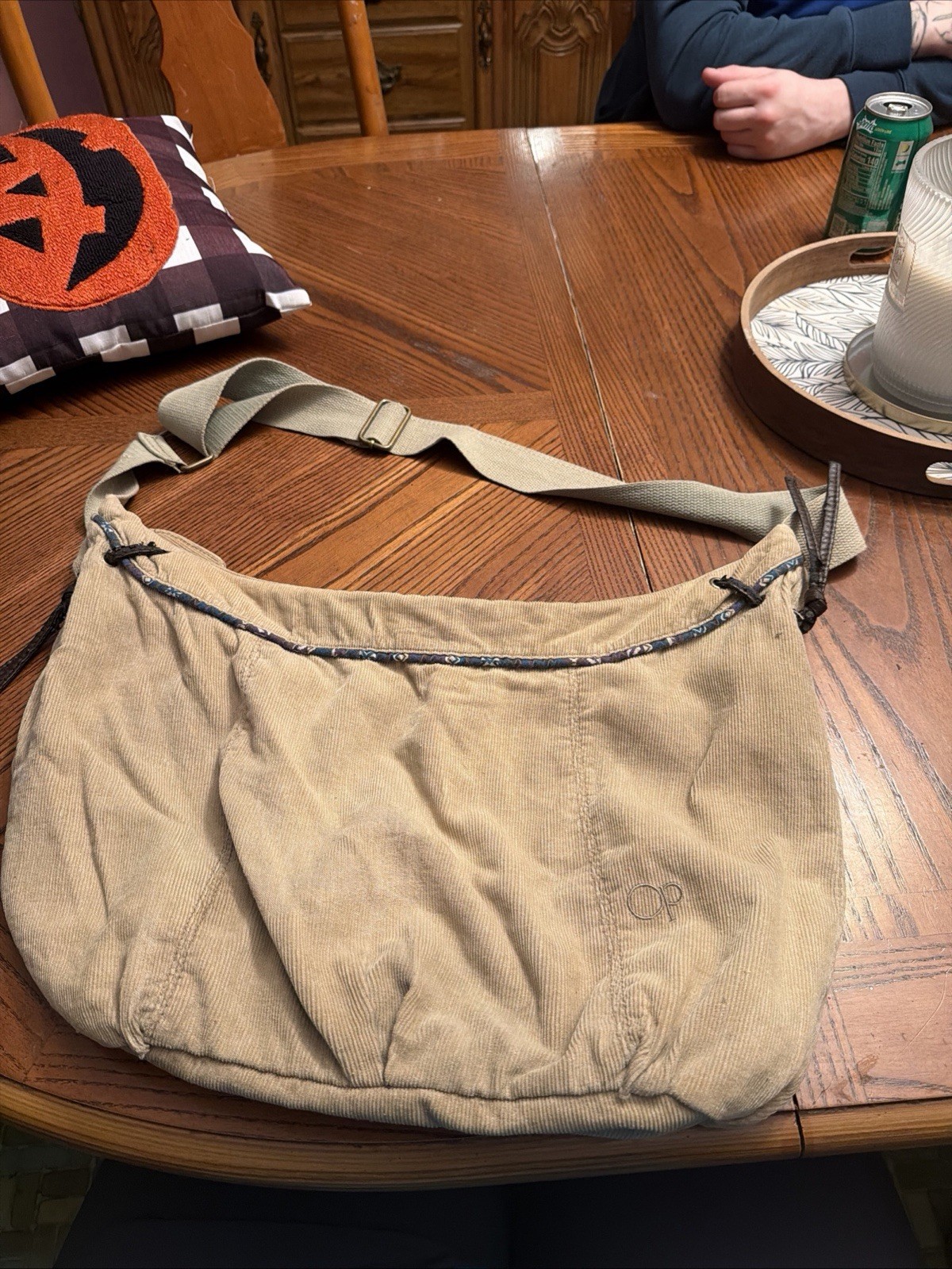 OverLand Equipment Beige Messenger Bag Adjustable Strap Zip Closure Casual