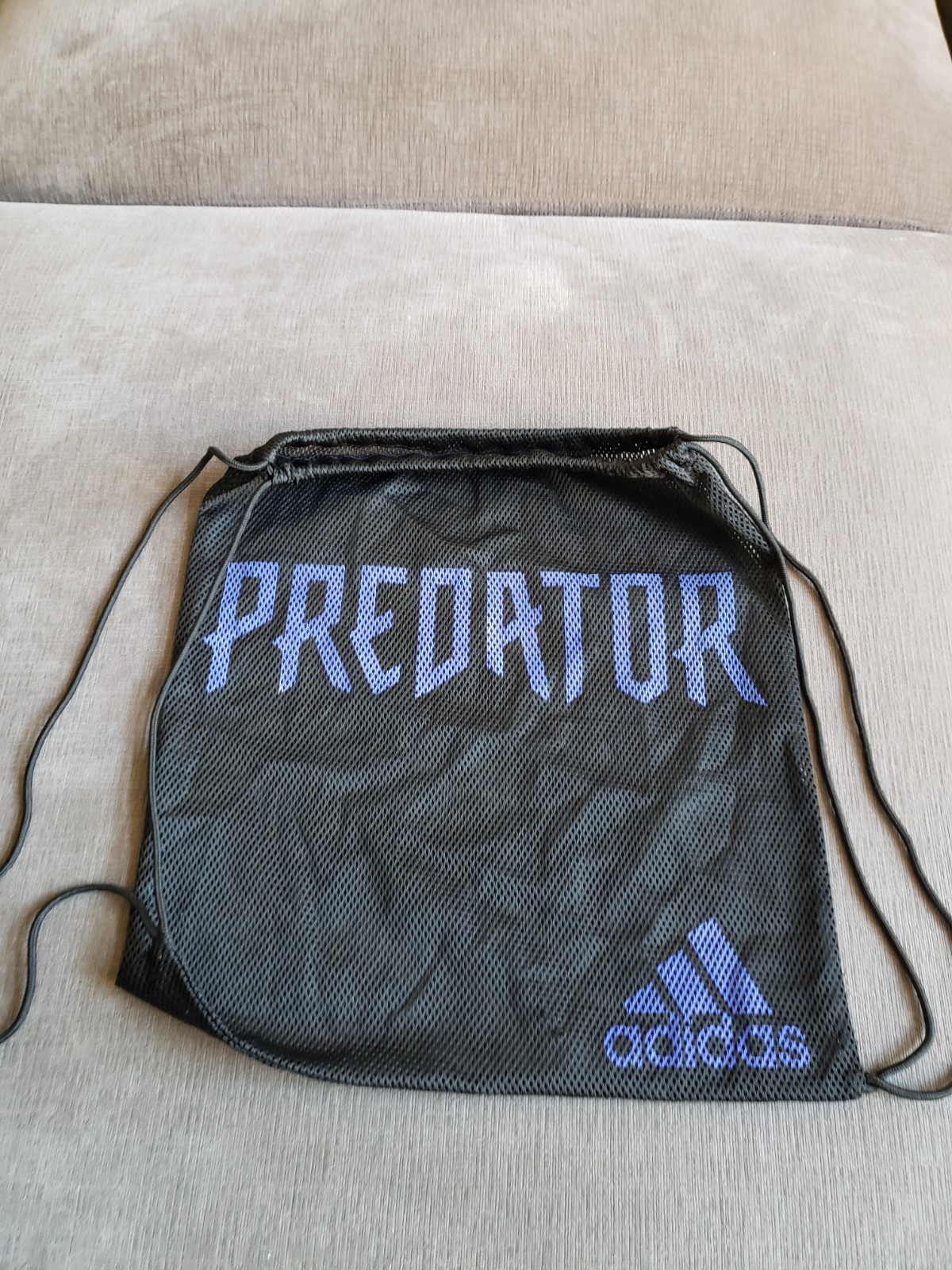 Adidas Predator Gym Sport Black Blue Mesh Drawstring Bag – Excellent Condition!