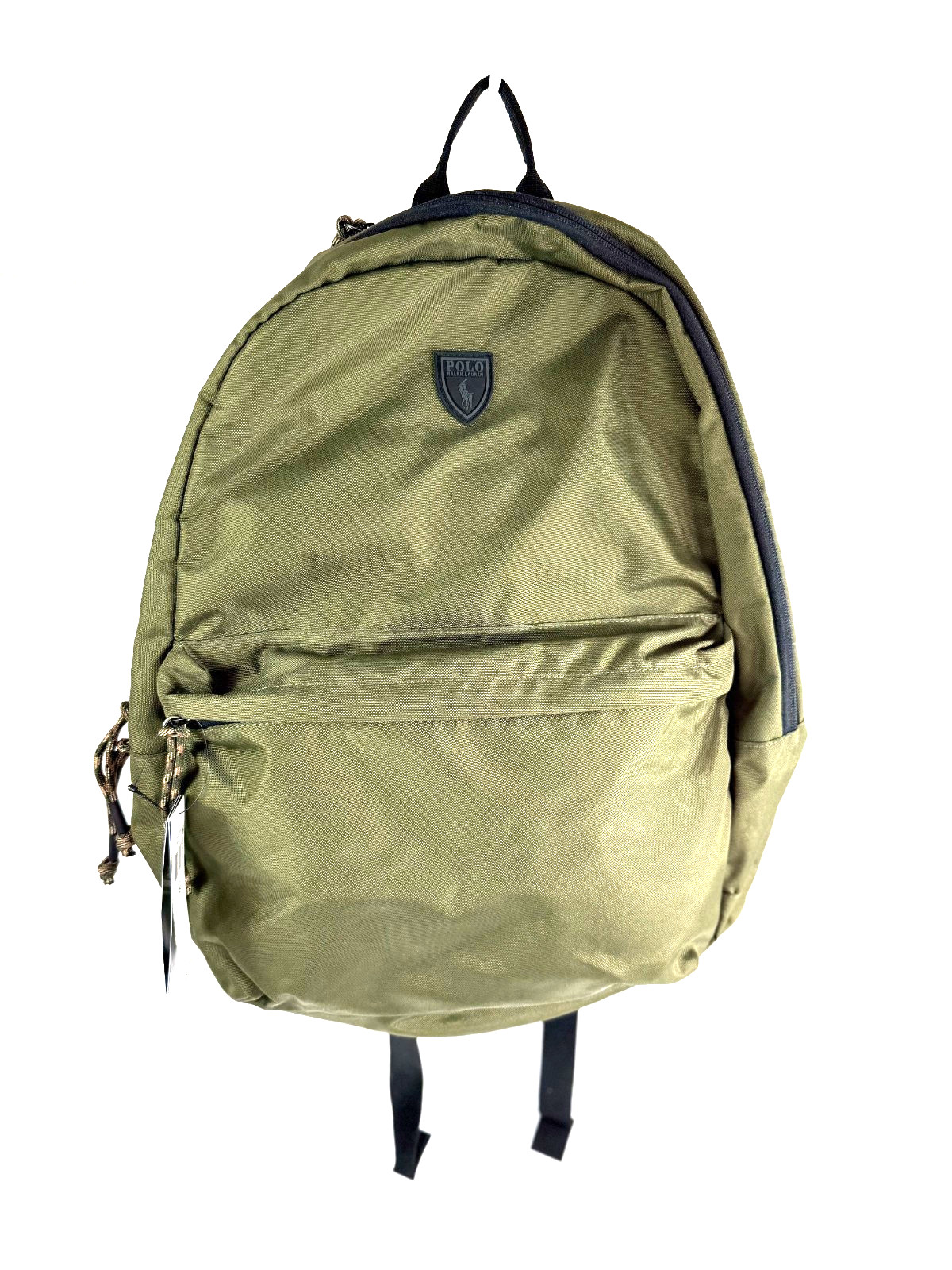 Polo Ralph Lauren Polyester Packable Backpack Black Logo Patch Olive Green