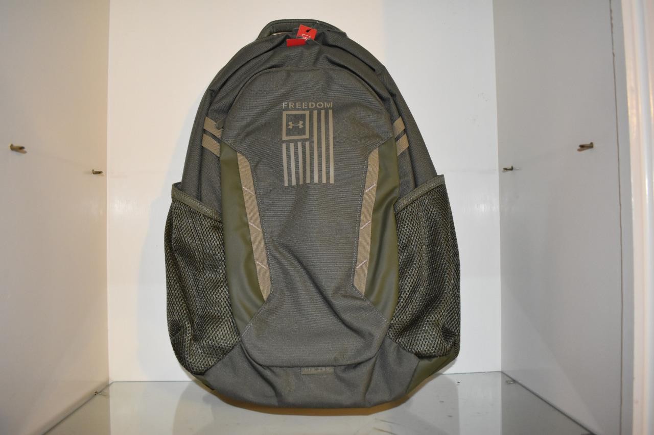 Under Armour Hustle 6.0 Freedom Backpack Marine OD Green/Bayou 1387535 390 NWT