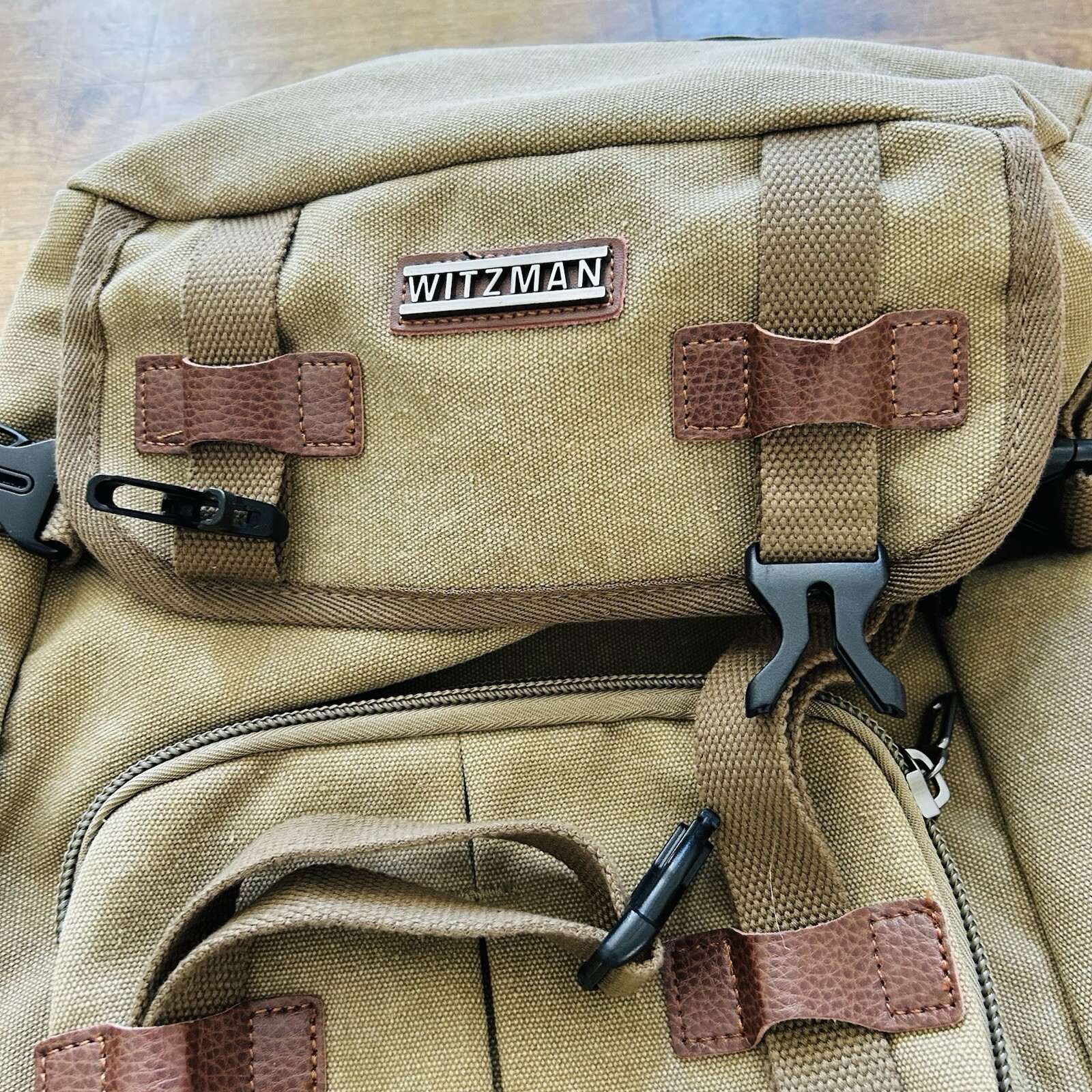 Witzman Canvas Convertible Backpack Duffel Travel Khaki Tan Brown NEW