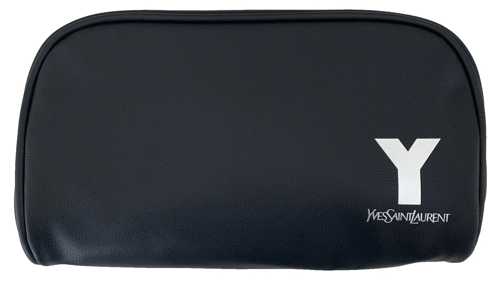 Yves Saint Laurent YSL Parfums Pouch Black faux leather travel toiletry Dopp Bag