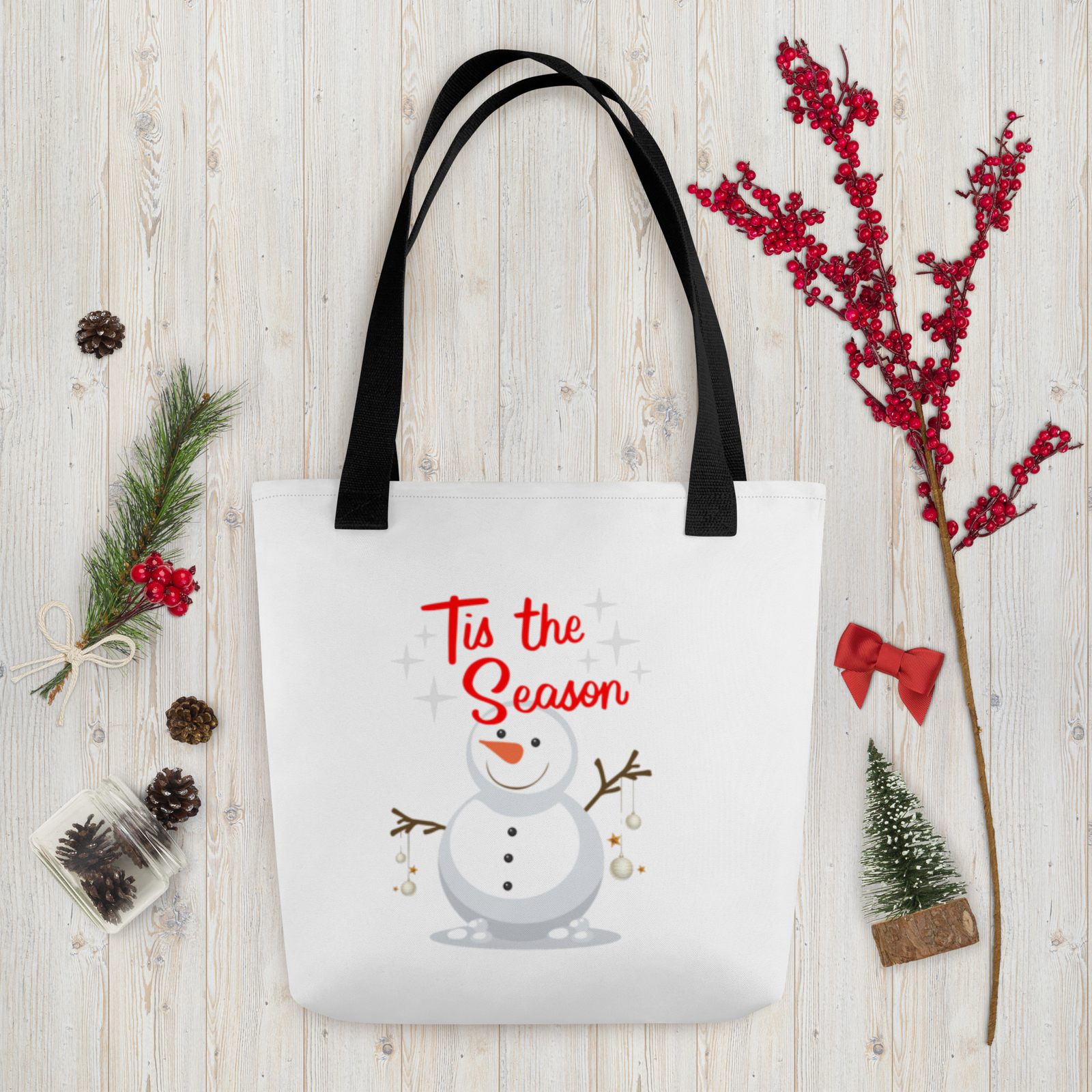 Christmas Bag Tote Santa Bags Holiday New Snowman Small Merry bag with Tree