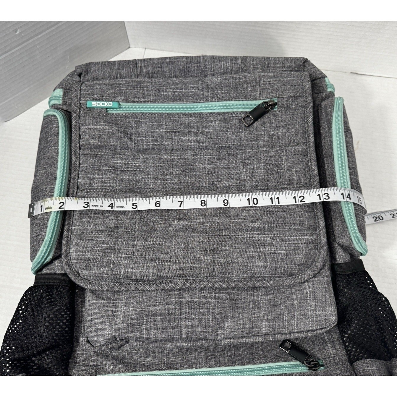 SOCKO 17in Laptop Backpack Gray Padded Commuter College Student Bag Knapsack