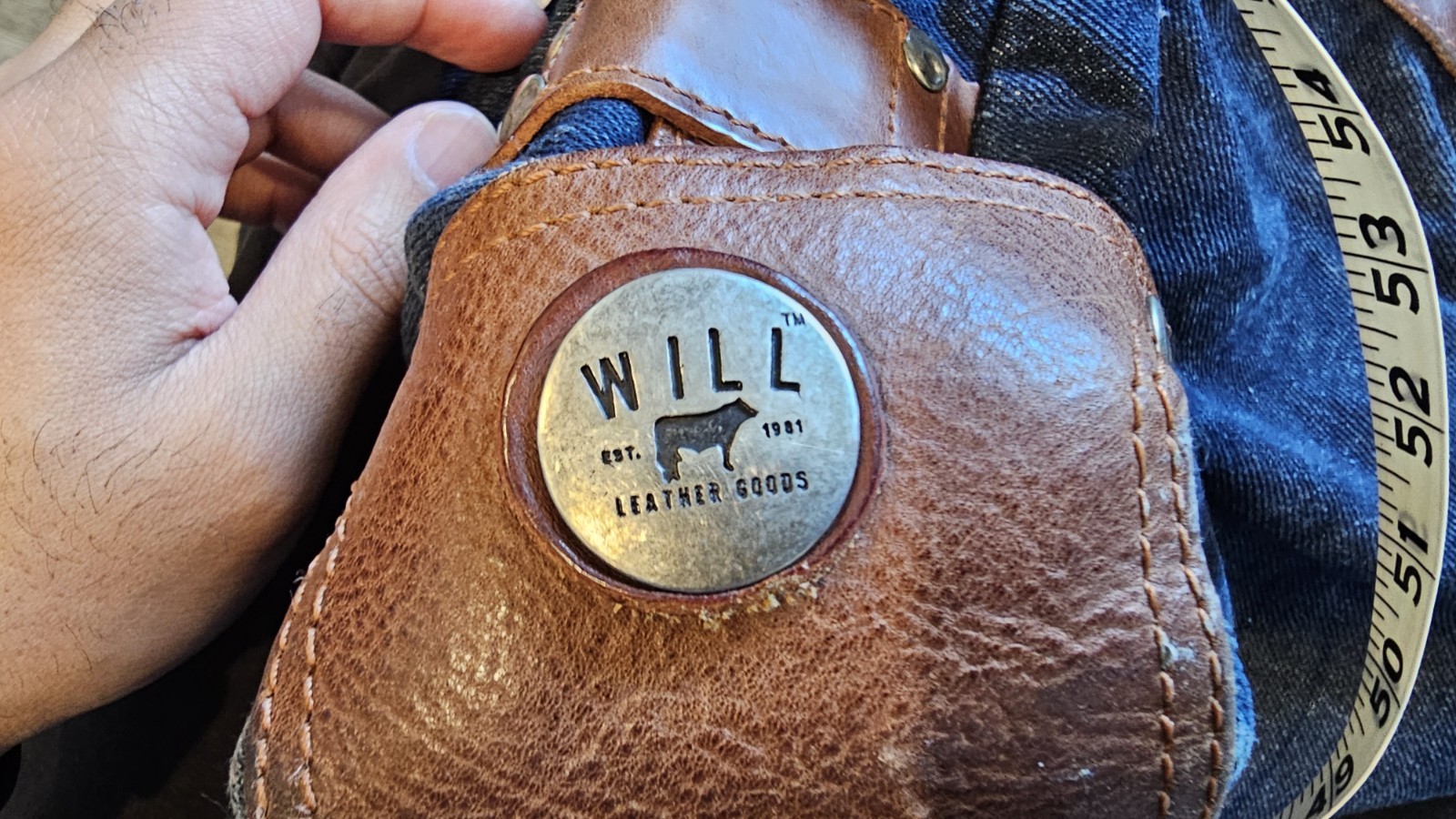 WILL LEATHER GOODS Hopper Denim & Leather Messenger Bag w/ Removable Laptop Case