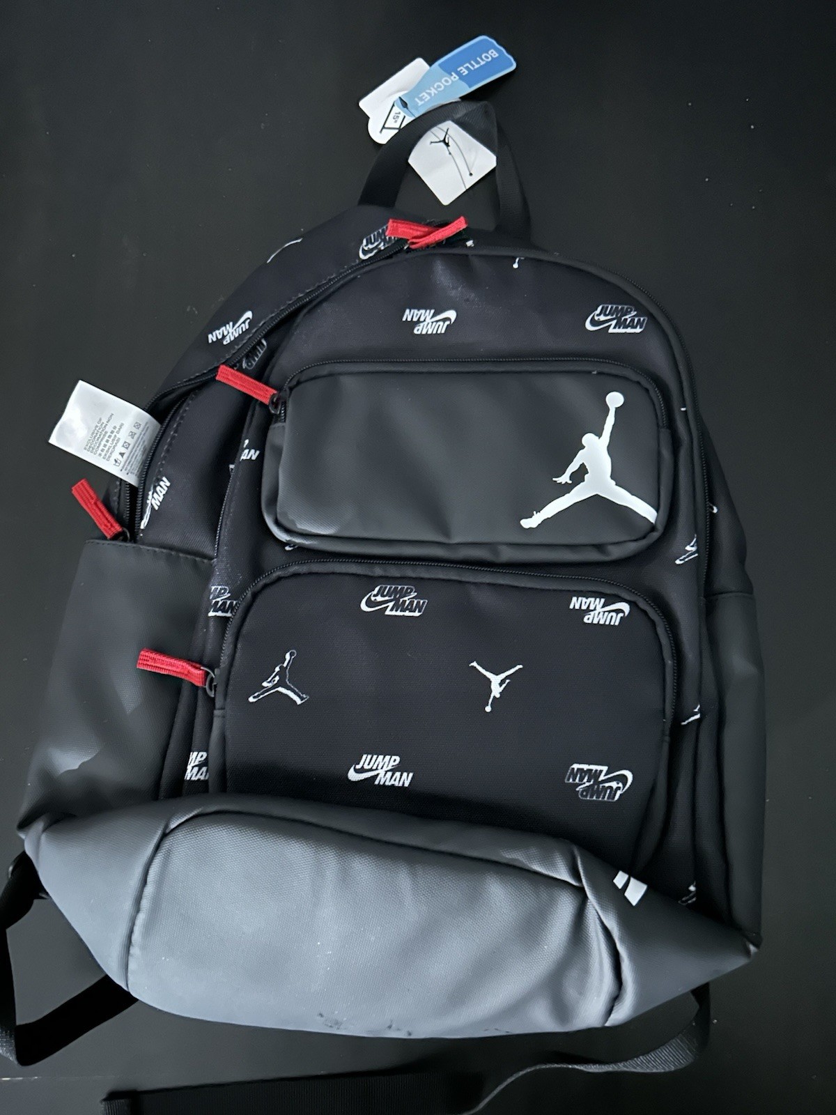 Nike Jordan Jumpman Black Backpack with Multiple Pockets and Logo Design