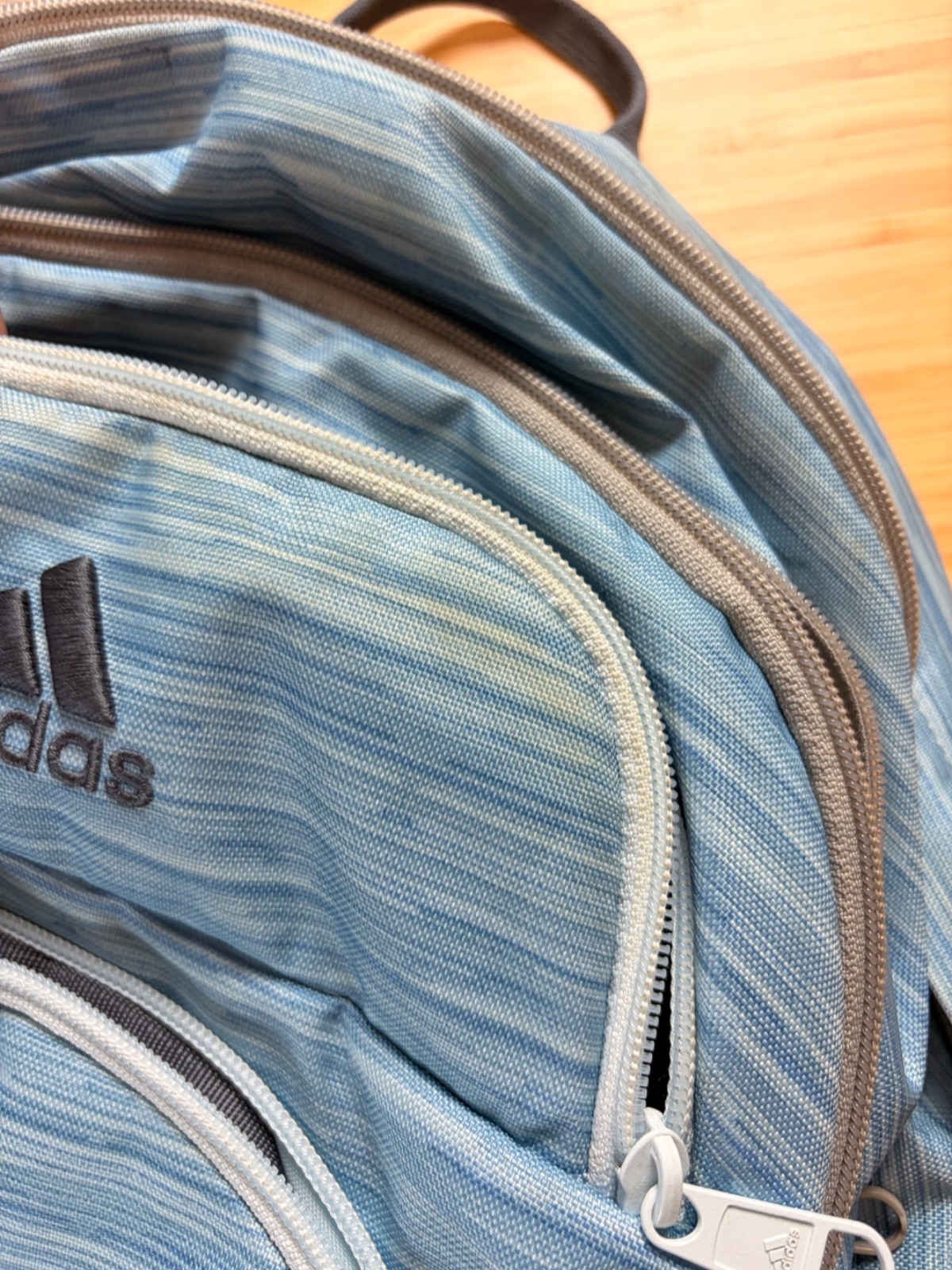 Adidas Prime Backpack — Heathered Light Blue/Charcoal Gray | Large Multi-Pouch