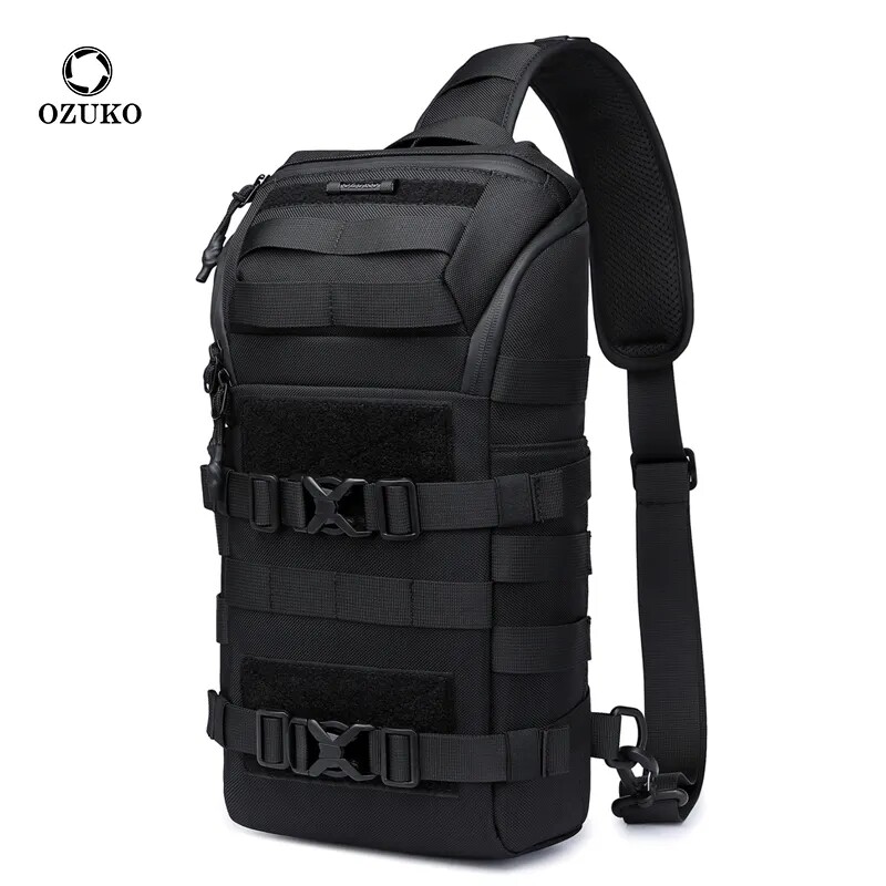 Ozuko Casual Men USB Charge Waterproof Oxford Crossbody Sling Travel Chest Bag