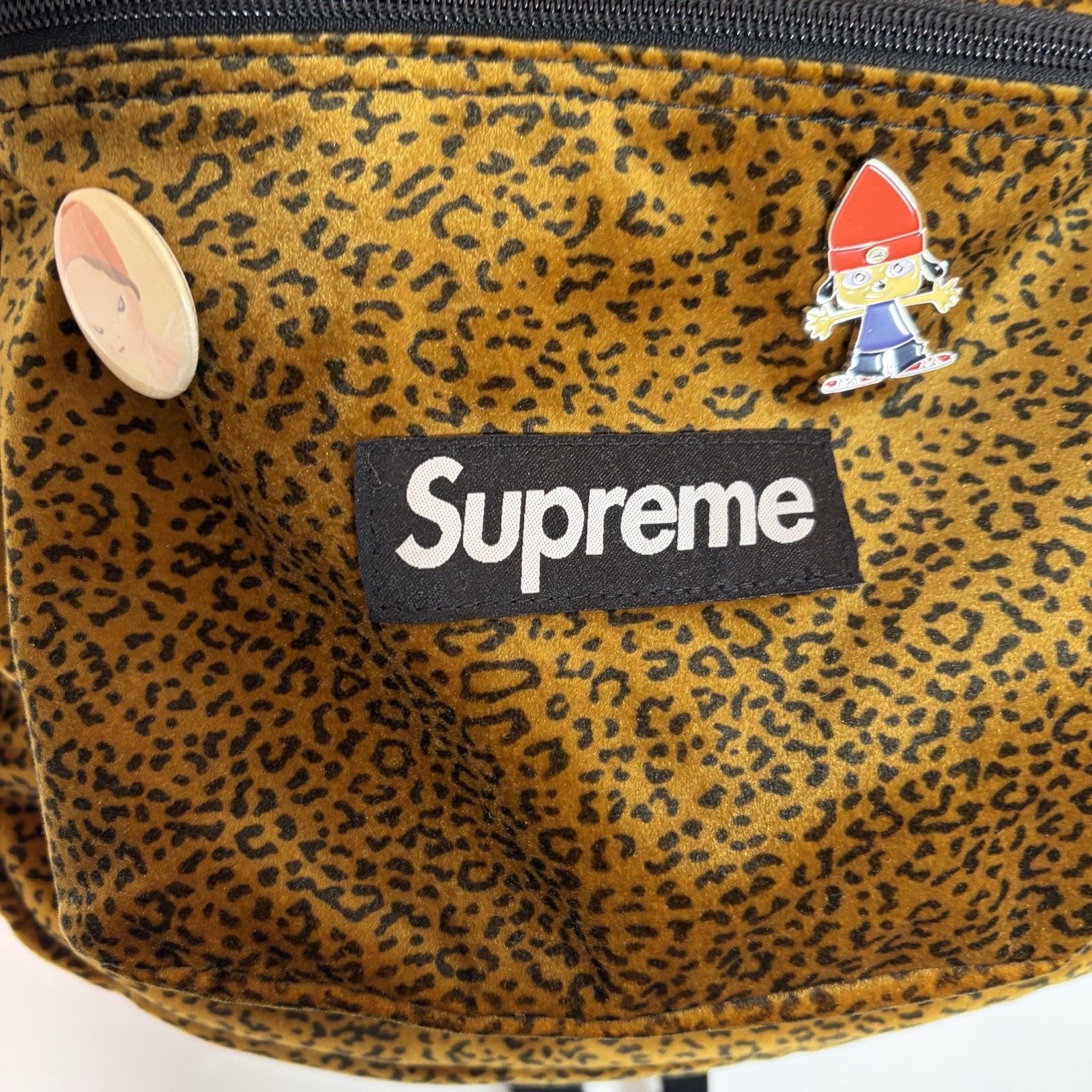 Supreme Velvet Cheetah Leopard Print Backpack Used Skateboard Streetwear
