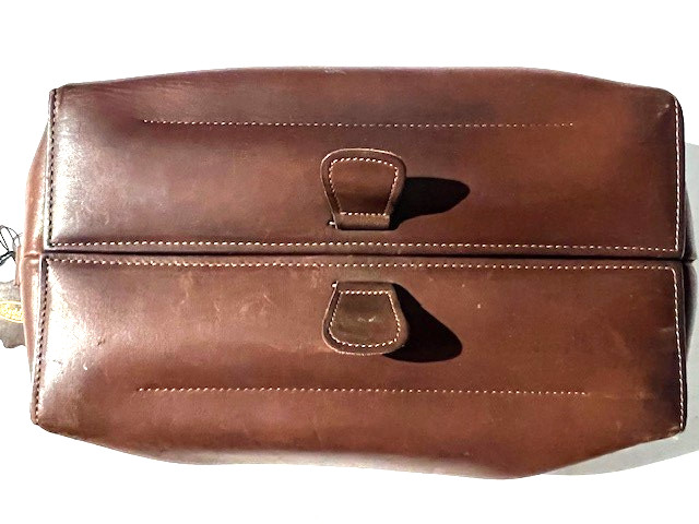 SADDLER by BOSCA Brown Leather Dopp Kit Toiletry Shave Case Bag